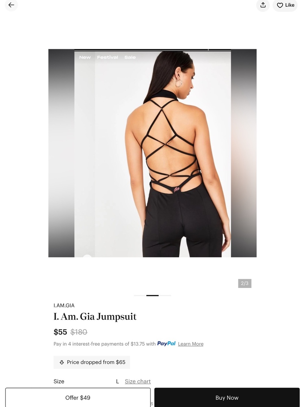 I.AM.GIA Black Strappy Open-Back Jumpsuit